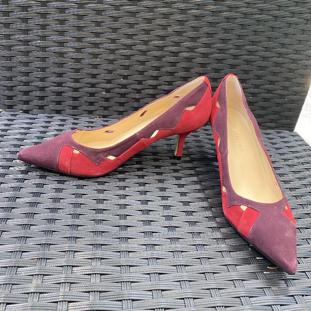 Audrey Brooke Red Multi Suede 8 1/2 Heels
